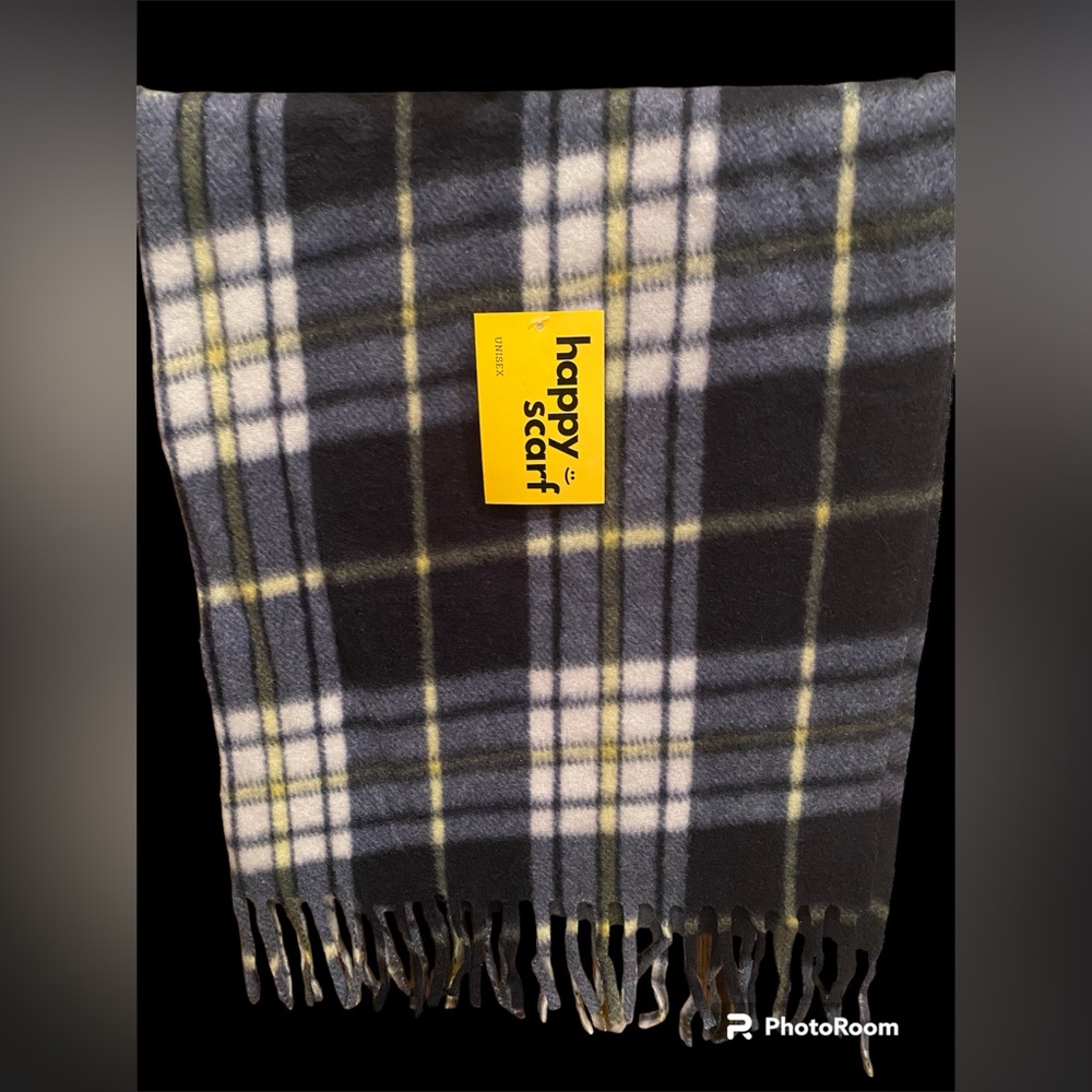 Flannel Unisex Blue/ Black Pattern Scarf